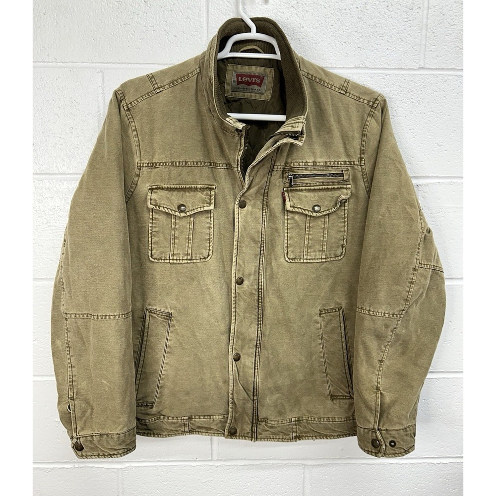 Levis Military Field Jacket Trucker Commuter Biker Insulated Quilted Lined‎ XL
